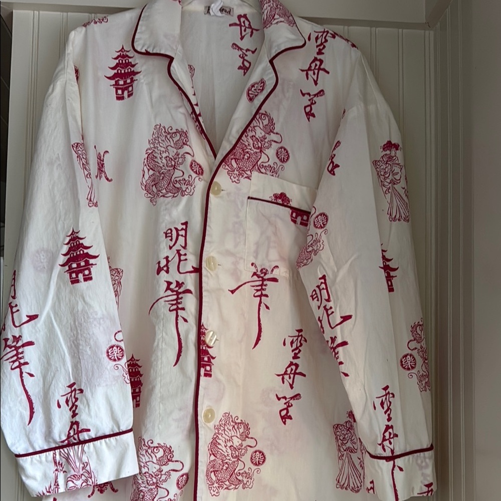 BedHead White and Red Patterned Pajama Top